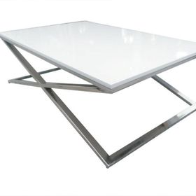 Bengi Ticaret 13917 X St Çapraz Model Metal Nikelaj Ayak Parlak Boya Tabla El Yapım Orta Sehpa