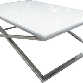 Bengi Ticaret 13917 X St Çapraz Model Metal Nikelaj Ayak Parlak Boya Tabla El Yapım Orta Sehpa