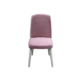 Bengi Ticaret 14598 Pembe Giydirme Kayın Retro Ayak Baby Face Kumaş Beyaz Papel Sandalye