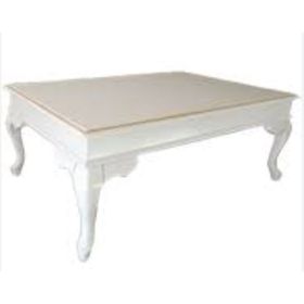 Bengi Ticaret 18521 Klasik Demonto Kayın Aslan Ayak Mdf Tabla Beyaz Lake El Yapım Orta Sehpa