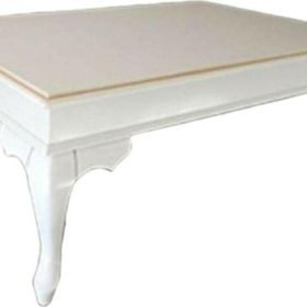 Bengi Ticaret 18525 Klasik Kayın Demonto Aslan Ayak Mdf Tabla Beyaz Lake El Yapım Orta Sehpa