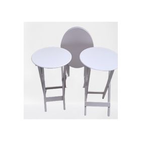 Bengi Ticaret 90136 Oval Model Ahşap El Yapımı Parlak Beyaz Renk Zigon Sehpa