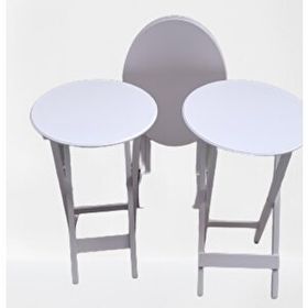 Bengi Ticaret 90136 Oval Model Ahşap El Yapımı Parlak Beyaz Renk Zigon Sehpa