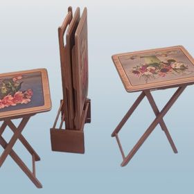 Bengi Ticaret 90376 Dikdörtgen Resimli Model Kayın Yapım Zigon Sehpa