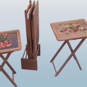 Bengi Ticaret 90376 Dikdörtgen Resimli Model Kayın Yapım Zigon Sehpa
