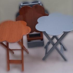 Bengi Ticaret 9109 Papatya Model Ahşap Ceviz ve Gri Renk El Yapımı Zigon Sehpa