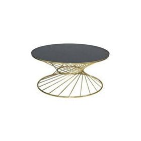 Bengi Ticaret Brc 18515 Rivoli Model Siyah Düz Cam Metal Gold Renk Kaplama El Yapım Orta Sehpa