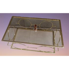 Bengi Ticaret Zlf 14087 Halka Metal Ayak Gold Kaplama Cam Tabla El Yapım Orta Sehpa
