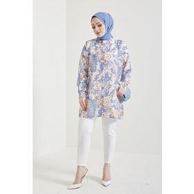Benguen 8880 Mavi Desenli Tesettür Gömlek