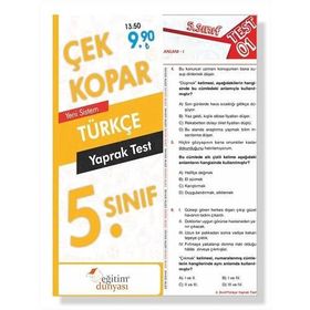 Benim Hocam Yayınları 5. Sınıf Türkçe Çek Kopar Yaprak Test