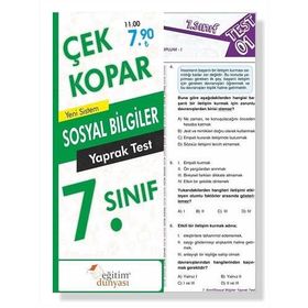 Benim Hocam Yayınları 7. Sınıf Sosyal Bilgiler Çek Kopar Yaprak Test