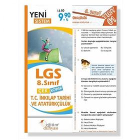 Benim Hocam Yayınları 8. Sınıf TC İnkılap Tarihi ve Atatürkçülük Çek Kopar Yaprak Test