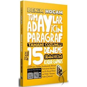 Benim Hocam Yayınları Tüm Adaylar için Paragraf Tamamı Çözümlü 15 Deneme
