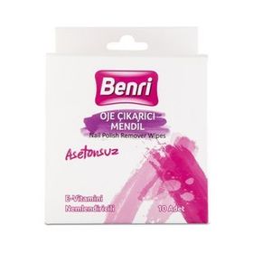 Benri 10'lu Asetonsuz Oje Çıkarıcı Mendil