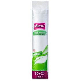 Benri 80+20 Adet Organik Makyaj Temizleme Pamuğu