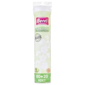 Benri 80+20 Adet Organik Makyaj Temizleme Pamuğu