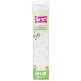 Benri 80+20 Adet Organik Makyaj Temizleme Pamuğu