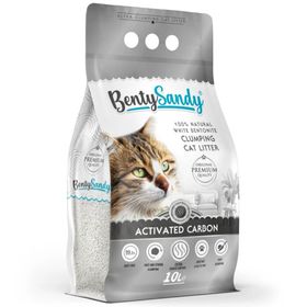 BentySandy 10 lt Aktif Karbonlu Natural Beyaz Bentonit Kedi Kumu