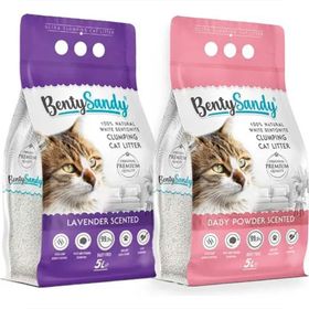 Bentysandy 2x5 lt Bebek Pudrası ve Lavanta Kokulu Topaklanan Kedi Kumu