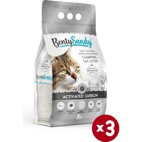 BentySandy 3x5 lt Aktif Karbonlu Natural Beyaz Bentonit Kedi Kumu