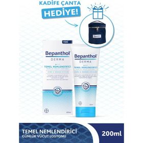 Bepanthol Derma 200 ml Temel Nemlendirici Günlük Vücut Losyonu + Kadife Çanta