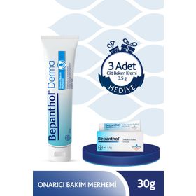 Bepanthol Derma 30 gr Onarıcı Bakım Merhemi + 3x3.5 gr Cilt Bakım Kremi
