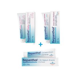 Bepanthol Onarıcı 30 g Bakım Merhemi + Bepanthol 30 g Cilt Kremi + Bepanthol Baby 30 g Pişik Kremi