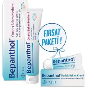 Bepanthol Onarıcı 30 g Bakım Merhemi + Bepanthol 7,5 ml Dudak Kremi