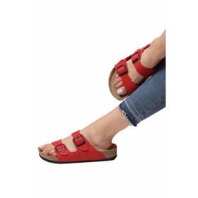 Bequemere AKELA Mantar Tabanlı Hakiki Deri Çift Bantlı Ortopedik Unisex Terlik