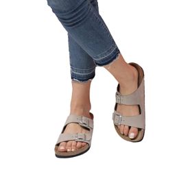 Bequemere AKELA Mantar Tabanlı Hakiki Deri Çift Bantlı Ortopedik Unisex Terlik