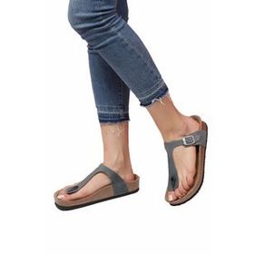 Bequemere CELESTE Mantar Tabanlı Hakiki Deri Parmak Arası Ortopedik Unisex Terlik