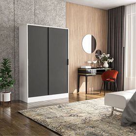 Berceste Antrasit Atlantik Çam 2 Sürgü Kapaklı 8 Bölmeli Gardırop