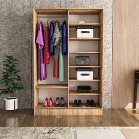 Berceste Antrasit Atlantik Çam 2 Sürgü Kapaklı Aynalı 8 Bölmeli Gardırop