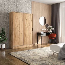 Berceste Atlantik Çam 2 Sürgü Kapaklı 8 Bölmeli Gardırop