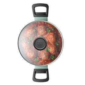 BergHoff Leo Slate 24 cm Ekstra Yapışmaz Cam Kapaklı Tencere