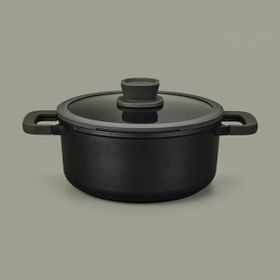 BergHoff Leo Stone Siyah 24x11 cm Yapışmaz Kapaklı Alüminyum Döküm Tencere