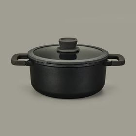 BergHoff Leo Stone Siyah 24x11 cm Yapışmaz Kapaklı Alüminyum Döküm Tencere