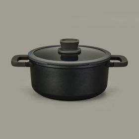BergHoff Leo Stone Siyah 24x11 cm Yapışmaz Kapaklı Alüminyum Döküm Tencere