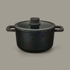BergHoff Leo Stone Siyah 24x14 cm Yapışmaz Kapaklı Alüminyum Döküm Derin Tencere