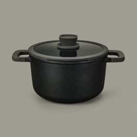 BergHoff Leo Stone Siyah 24x14 cm Yapışmaz Kapaklı Alüminyum Döküm Derin Tencere