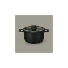 BergHoff Leo Stone Siyah 24x14 cm Yapışmaz Kapaklı Alüminyum Döküm Derin Tencere