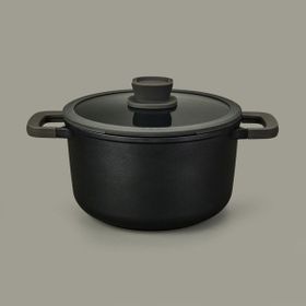 BergHoff Leo Stone Siyah 24x14 cm Yapışmaz Kapaklı Alüminyum Döküm Derin Tencere