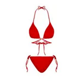 Beria Kadın Çapraz Bağlama Detaylı Üçgen İpli Kırmızı Bikini Takımı