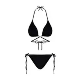 Beria Kadın Çapraz Bağlama Detaylı Üçgen İpli Siyah Bikini Takımı