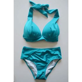 Beria Kadın Yarım Dolgulu Turkuaz Yüksek Bel Bikini Takımı