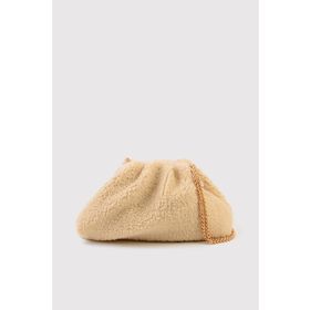 Berlesi 0776BR20 Krem Peluş Zincirli Kutu Kadın Çanta