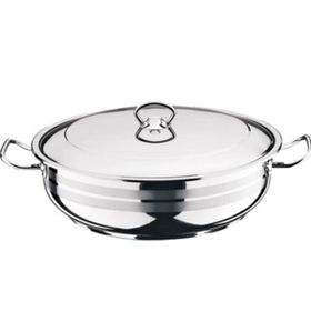 Berlin Jumbo Boy 32 cm 7 Litre 304 Paslanmaz Çelik Büyük Basık Pilav Tenceresi