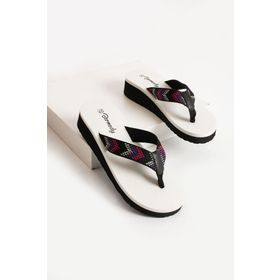 Bermody Kaila Beyaz Platform Dolgu Topuk 4.5 cm Kumaşlı Parmak Arası Acıtmaz Kadın Terlik