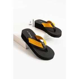 Bermody Kaila Platform Dolgu Topuk 7 cm Kumaşlı Parmak Arası Acıtmaz Kadın Terlik