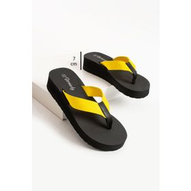 Bermody Kaila Platform Dolgu Topuk 7 cm Kumaşlı Parmak Arası Acıtmaz Kadın Terlik